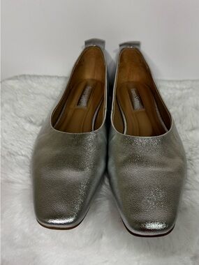 Franco Sarto Silver Square-Toe Slip-On Flats